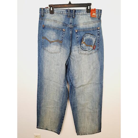 OMAVI NEW! DEADSTOCK! VINTAGE 90'S Delux Fit Baggy Jeans Size 36 Medium Wash - Picture 2 of 12